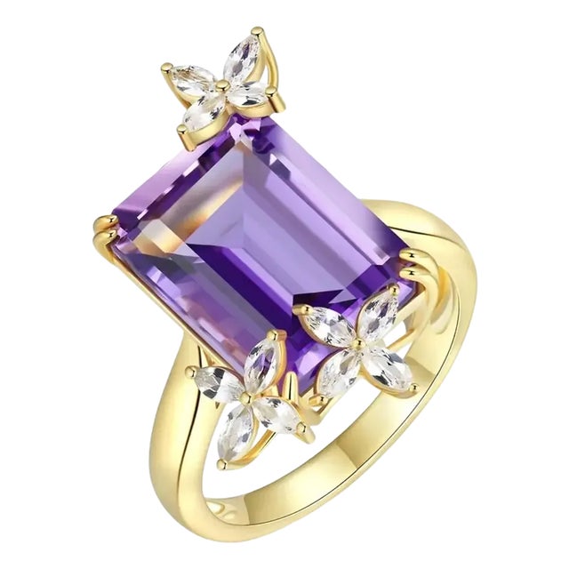 Kai Amethyst White Sapphire Butterfly Ring in 14k Gold Ring, size 9.5 For Sale