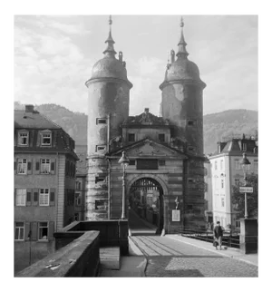 Brueckentor Gate at Old Bridge Neckar Heidelberg, Germany 1936, Printed 2021
