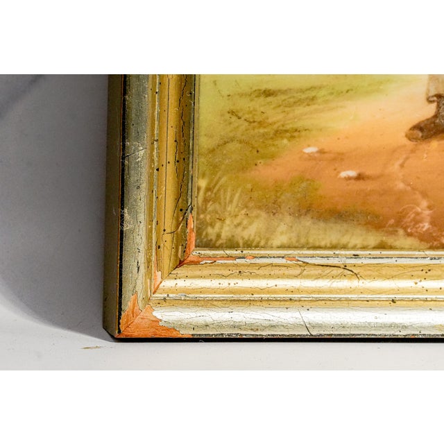 Pair Antique 19th Century Hand Painted Porcelain Plaques Rustic Victorian Pastoral Country Farm Scenes Wall Home Decor Art For Sale - Image 17 of 18