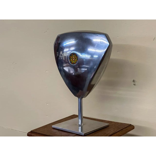 Mid-Century Modern Aluminum Sculpture With Glass Disc From 1971 For Sale - Image 3 of 10