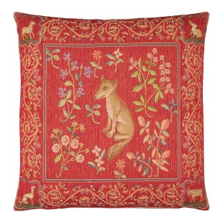 Medieval Fox Tapestry Cushion With Feather Filler - 46x46cm (18"x18") For Sale