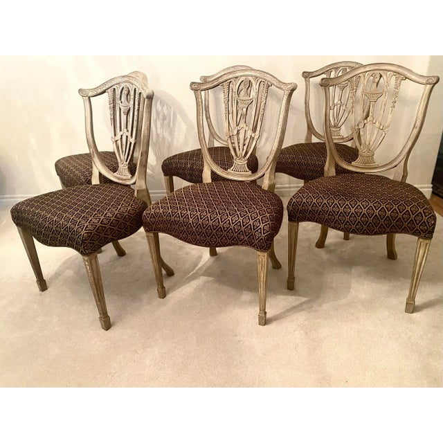 Late 20th Century Hepplewhite Style Intricate Shield Back Set of Six Chairs Mint Condition For Sale - Image 17 of 18