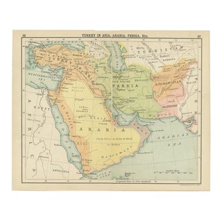 Antique Map of Turkey in Asia, Arabia and Persia, 1890s For Sale