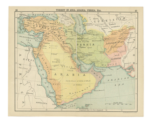 Antique Map of Turkey in Asia, Arabia and Persia, 1890s