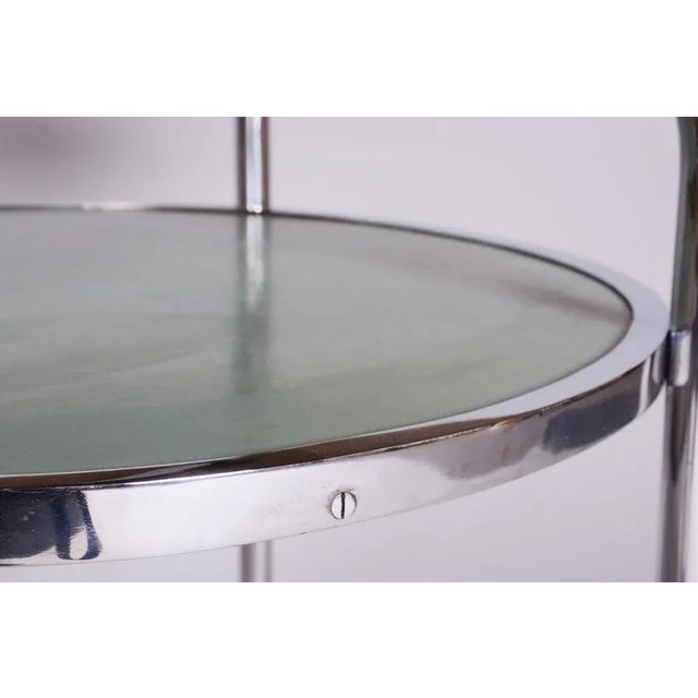 Small Czech Bauhaus Round Side Table in Chrome, 1930s For Sale - Image 4 of 9