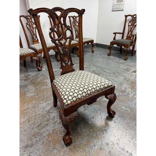 Chippendale Revival Extension Table + Ten Chairs Set For Sale - Image 9 of 12