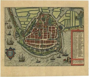 Detailed Copper Engraved City Map of Enkuizen, 1620