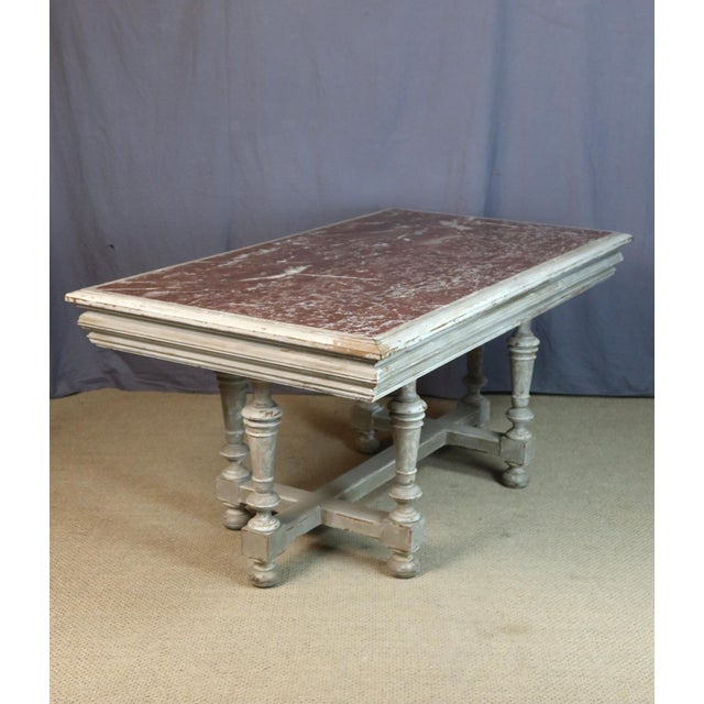 Wood 19th Century Console Table with Marble TOp, 1890s For Sale - Image 7 of 13
