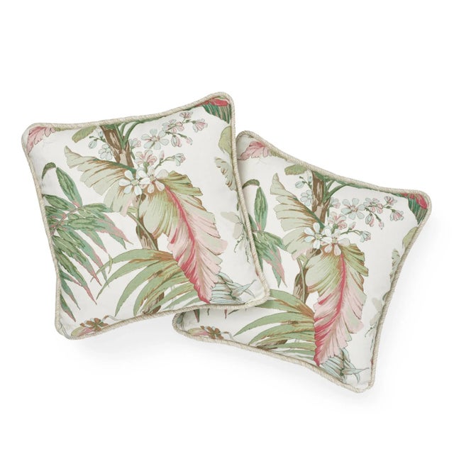 Contemporary Contemporary Schumacher Tropique Pillow in Blush - - 18ʺW × 18ʺH For Sale - Image 3 of 6