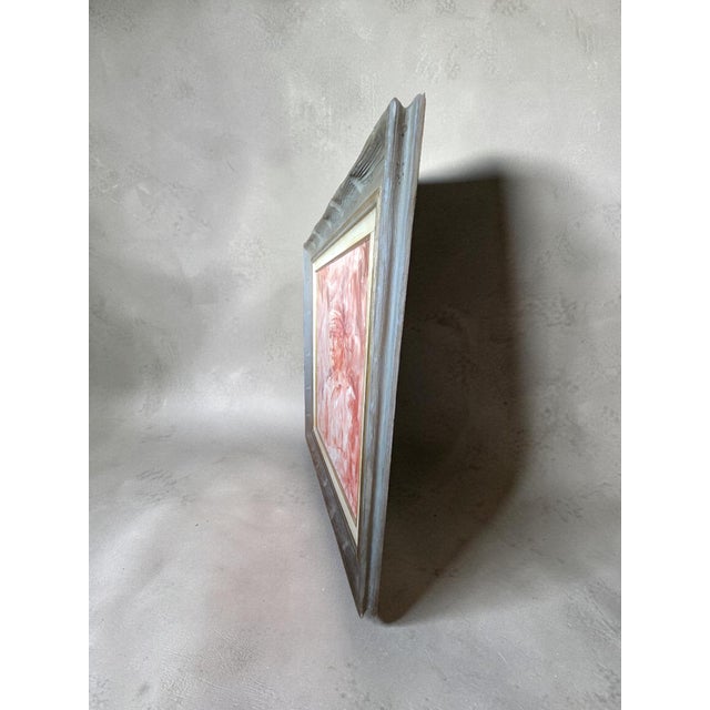 1940s Signed Rustic Oil on Canvas Portrait of Old Man in Carved Wood Frame, 26" X 32", Vintage Framed Figural Wall Art For Sale - Image 4 of 5