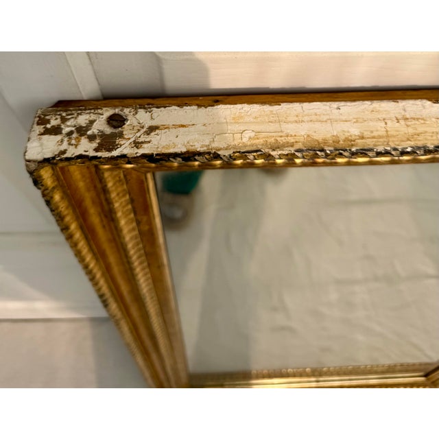 Antique Hand-Gilded Giltwood Wall Mirror With Stepped Molded Frame For Sale - Image 4 of 11
