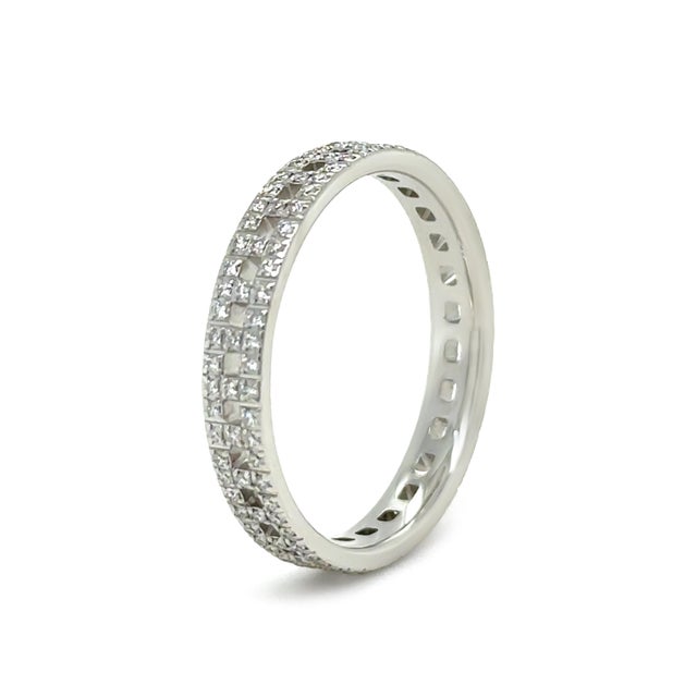 2020s Tiffany & Co. 18ct White Gold T True Narrow Pavé Diamond Ring 0.23ct 3.73g For Sale - Image 5 of 9