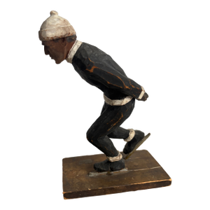 Folk Art Carved Wooden Ice Skater