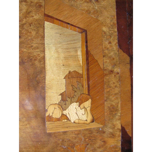 Italian Inlaid Wooden Panel Depicting an Interior Scene, 20th Century For Sale - Image 3 of 6