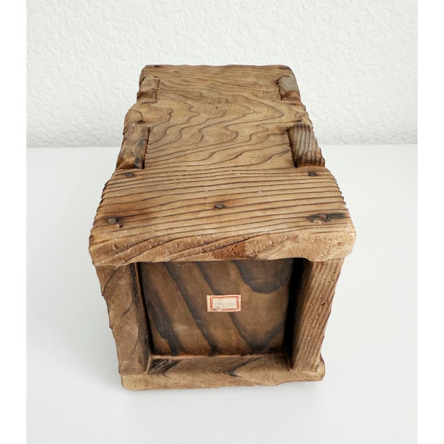 1970s Japanese Uzukuri Wood Vase With Dovetail Corners For Sale - Image 9 of 9