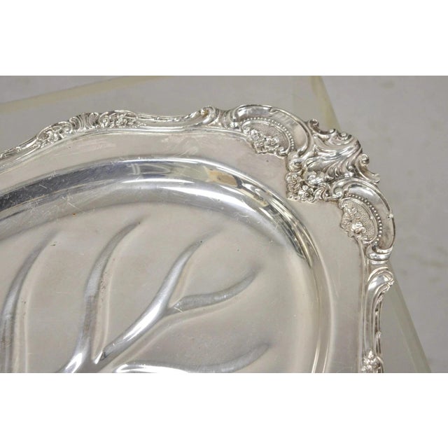 Vintage Baroque by Wallace 259 Silver Plated Meat Cutlery Serving Platter Tray For Sale In Philadelphia - Image 6 of 11