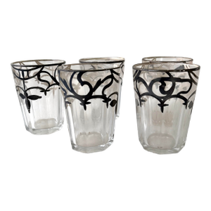 Early 20th Century Sterling Silver Trim Detailed Cocktail Glasses Set of 5