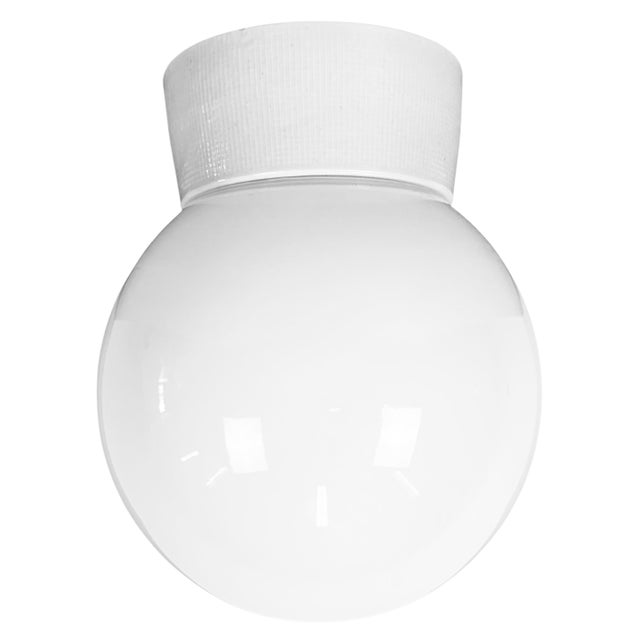 Vintage White Porcelain and Glass Ceiling Light, 1970s For Sale - Image 12 of 12