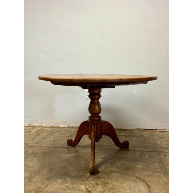 Vintage English Pine Tripod Base Table For Sale - Image 4 of 4