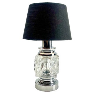 Vintage Ice Cube Table Lamp in Chrome and Crystal Glass from Peill & Putzler, 1953 For Sale