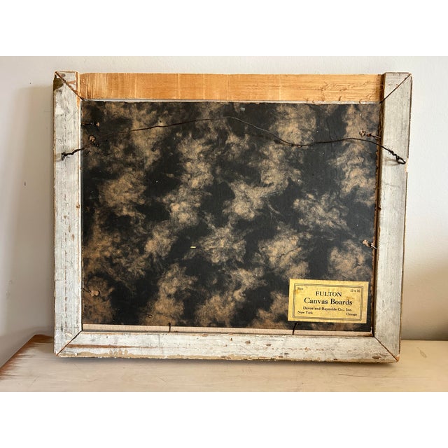 Antique Still Life of Vegetables on Checkers Tablecloth With Wood Bowl Oil Painting in Gold Frame For Sale In Philadelphia - Image 6 of 6