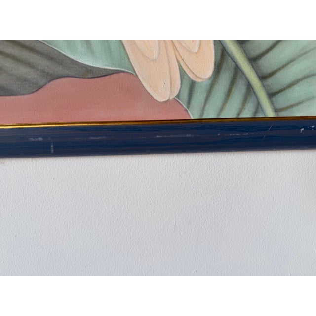 Oversize- Vintage Balinese Tropical Birds & Banana Leaf Acrylic Painting on Canvas For Sale - Image 12 of 14