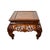 This is a beautifully crafted rectangular wooden display stand or low table, likely made from a medium brown stained...