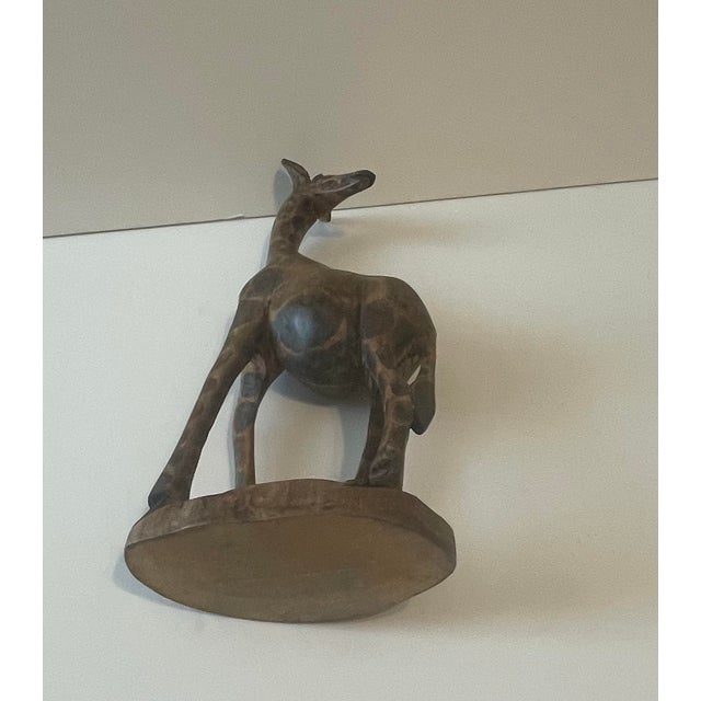 Vintage African Hand Carved Muhuhu Wood Giraffe For Sale - Image 10 of 12