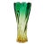 Vintage Murano Sommerso Green Golden Yellow Italian Art Glass Decorative Ribbed Swirl Flower Vase For Sale