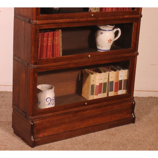 Modular Bookcase in Oak from Globe Wernicke, 1890s, Set of 4 For Sale - Image 3 of 11