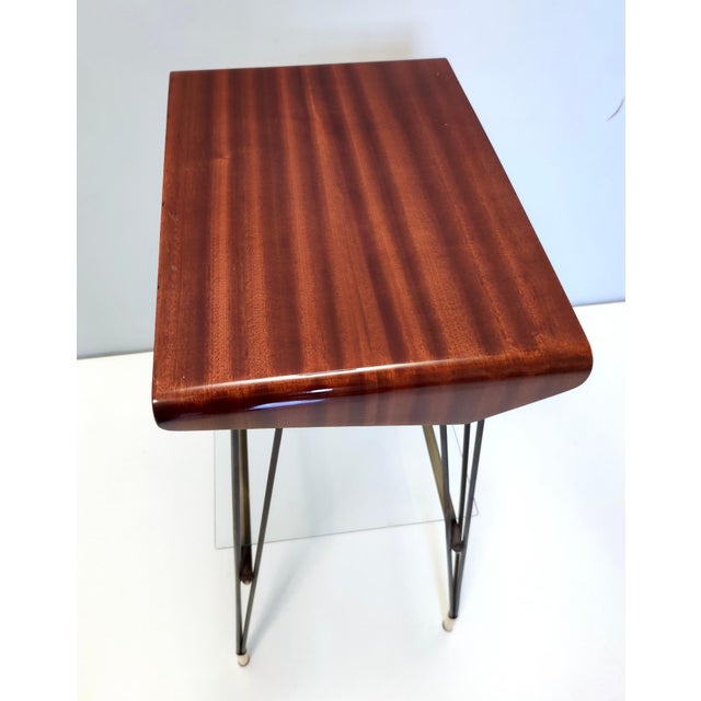 TV Stand or Side Table with Iron Frame and Ebonized Beech Top, Italy, 1960s For Sale - Image 11 of 17