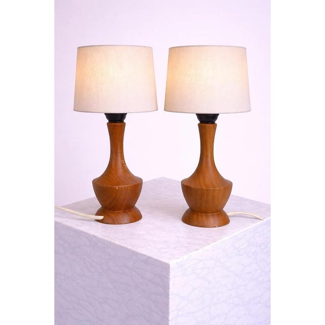 Scandinavian Modern Teak Table Lamps from Markslöjd, Sweden, 1950s, Set of 2 For Sale - Image 3 of 8