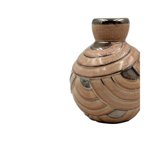 Art Deco Pink & Silver Ceramic Vase, Italy 1930s For Sale - Image 6 of 12