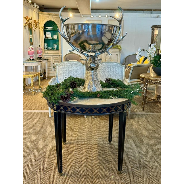Mid 20th Century French Neoclassical-Style Circular table with Marble Top and Brass Trim For Sale - Image 14 of 18