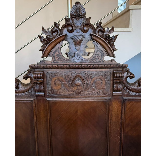 Antique French Louis XVI Style Rosewood Carved Bed Frame, 1880 For Sale - Image 6 of 15