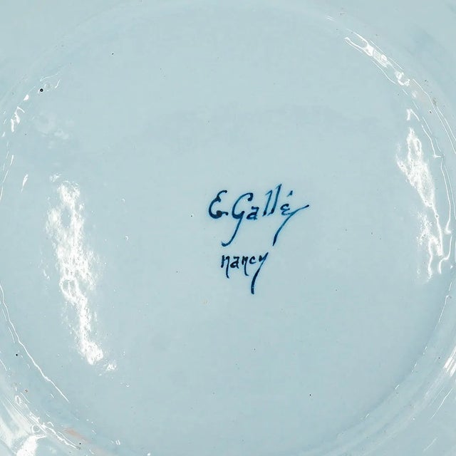 Late 19th Century Émile Gallé “Animaux Héraldiques” Faience Plates - Pair For Sale - Image 9 of 13