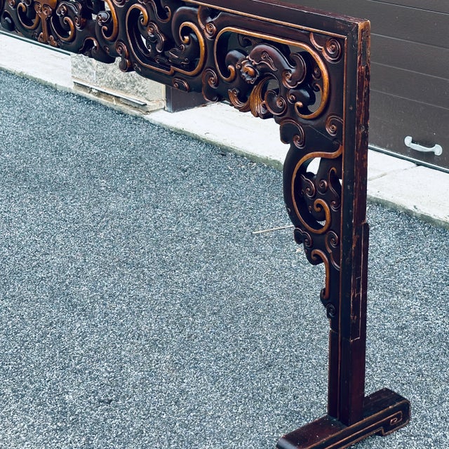 Antique Asian Carved King Size Headboard With Dragons and Openwork For Sale In Philadelphia - Image 6 of 12