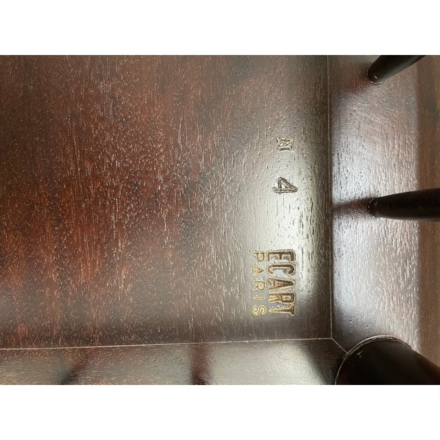 1970s Ecart Paris Side/End Tables Set of Two (2) Walnut Finish, Caster Wheels-Vintage For Sale - Image 4 of 9