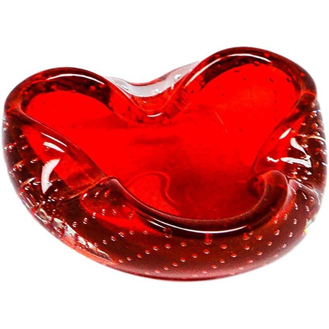 Red Sommerso Murano Glass Bowl by G. Ferro, Italy, 1950s For Sale - Image 8 of 9