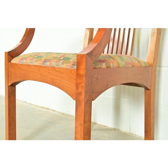 Stickley Arts & Crafts Cherry Wood High Back Spindle Armchairs, Pair For Sale - Image 9 of 13