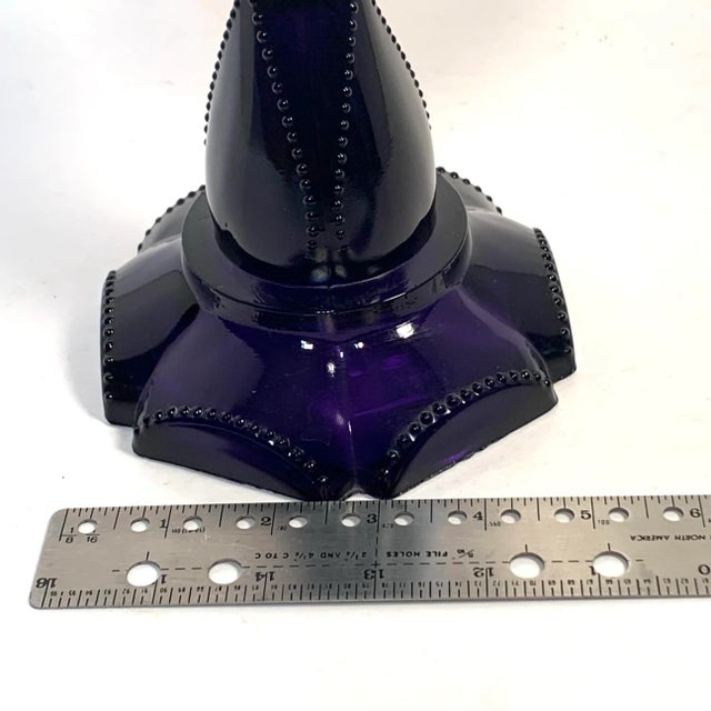 Late 19th Century Tall Amethyst Glass Oil Lamp With Brass Burner For Sale - Image 11 of 12