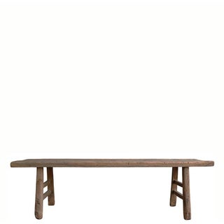 Vintage 72" Long Elm Wood Bench For Sale