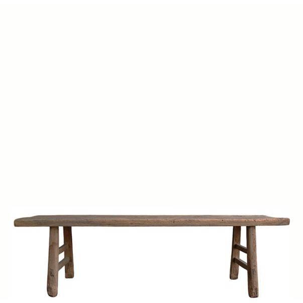 Vintage 72" Long Elm Wood Bench For Sale