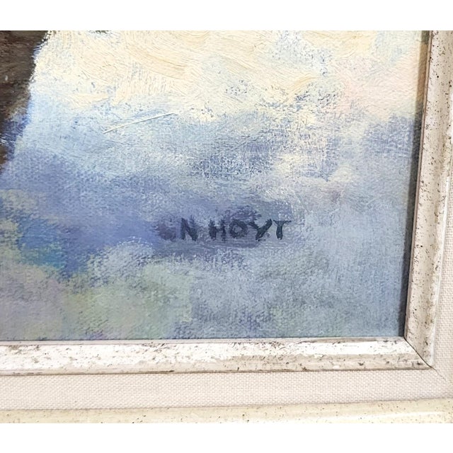 Wood Vintage American 20th C Framed Oil Painting Martha's Vineyard Flowers Still Life For Sale - Image 7 of 15