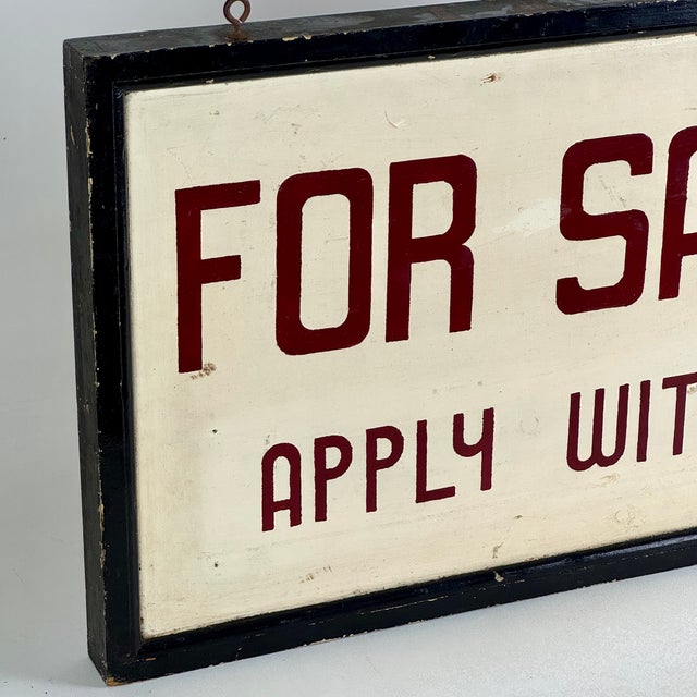 Red Antique Wood Hand Painted Trade Sign in Bright Red Advertising Carpentry With Surprise Verso For Sale - Image 8 of 9