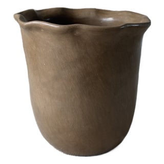 Puebla Pottery Large Ruffled Vase (Natural) For Sale