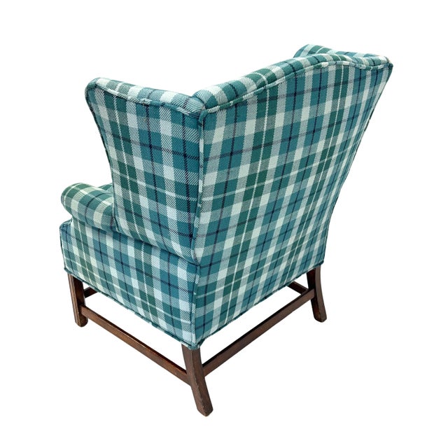 Wood Early 20th Century Chippendale Style Upholstered Wing Chair, For Sale - Image 7 of 7