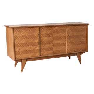 Vintage Teak Herringbone Sideboard, 1950s For Sale