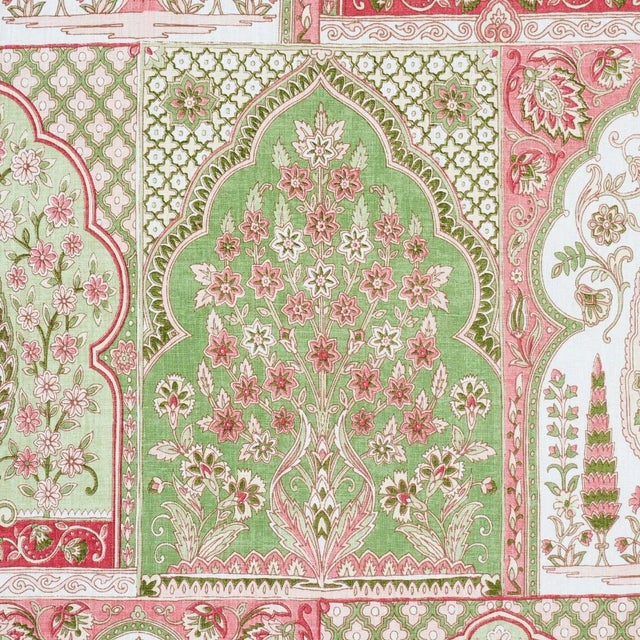 Persian SAMPLE - Schumacher Barra Palace Fabric In Pink & Green For Sale - Image 3 of 4