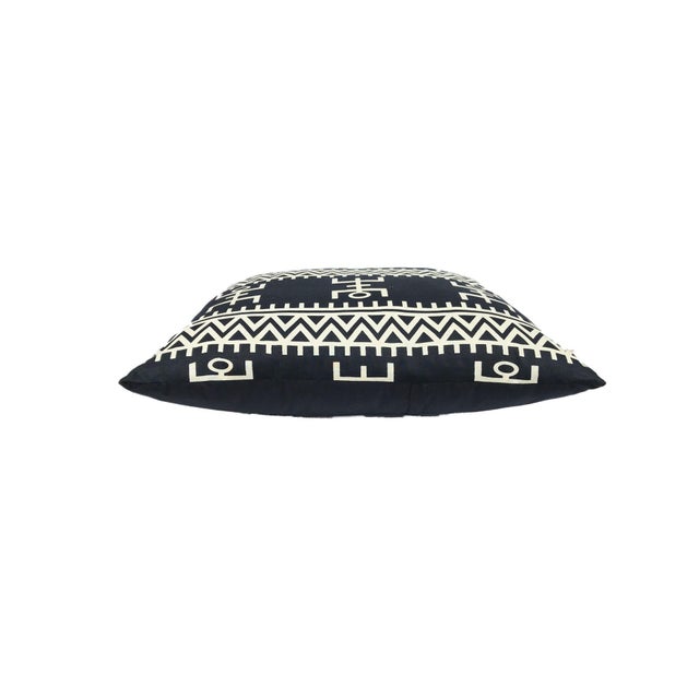 1980s African Custom Made Black and White Kente Cloth Pillow 21" by 19" For Sale - Image 5 of 5